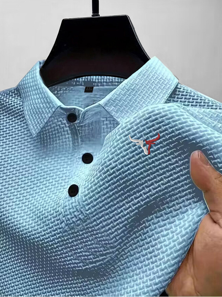 T-shirt d'été à manches courtes pour hommes, haut à revers en soie glacée