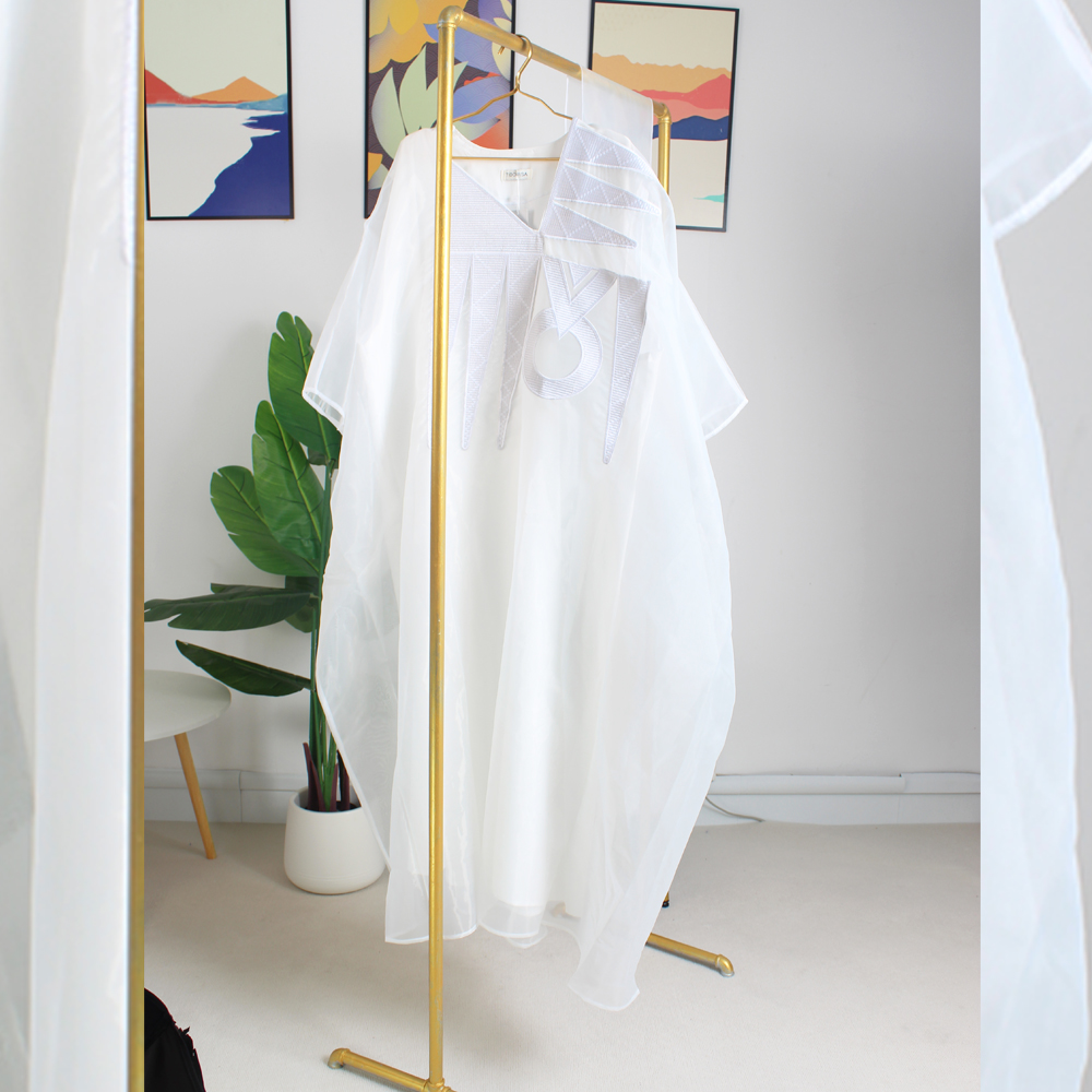 Tenue africaine pour femmes, Abaya blanche brodée, grande taille, robe de soirée élégante pour église
