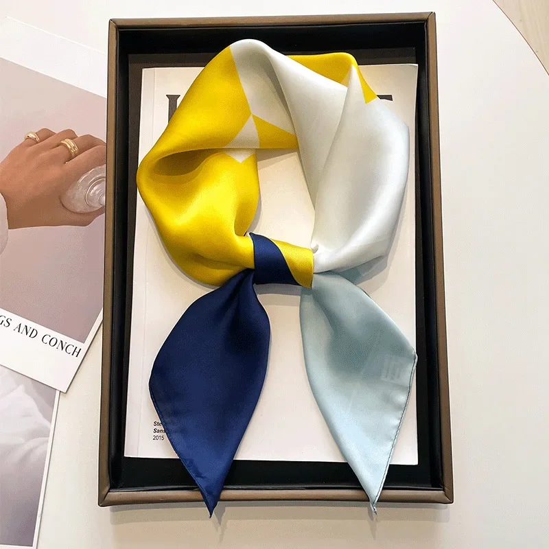 70cm foulard en soie femmes mode soie Satin foulard femme cheveux cravates bandeau cheveux ornement femme Bandana sac foulards