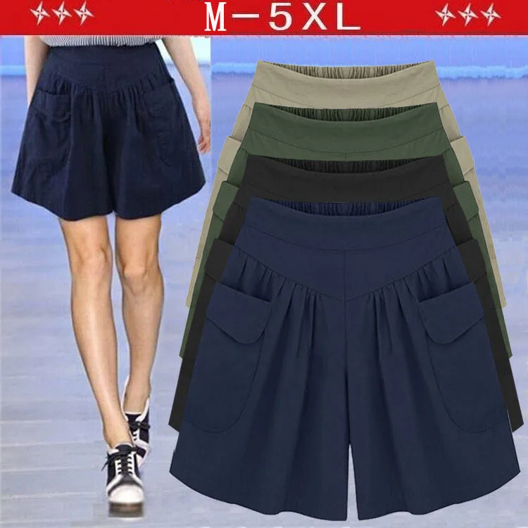 Vêtements pour femmes grande taille, Shorts d'été européens et américains à jambes larges, pantalons chauds polyvalents, mode d'été pour femmes