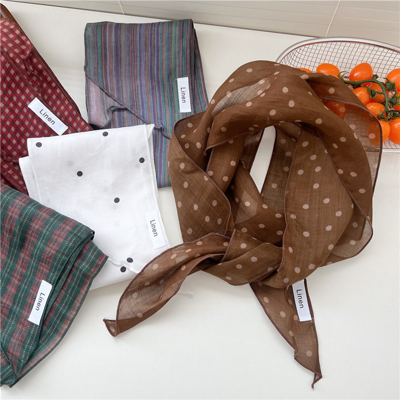 Foulards longs et étroits, couleur foncée, écharpe à carreaux rayés, enveloppes de cou Vintage pour femmes, Bandanas, Turban, bandeau