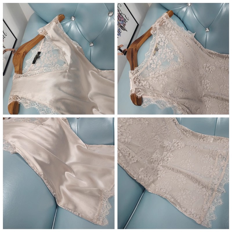 Débardeur Femme en Soie 100% avec Dentelle, Haut Sexy en Satin Fin à Col V Sans Manches – Collection Été 2026
