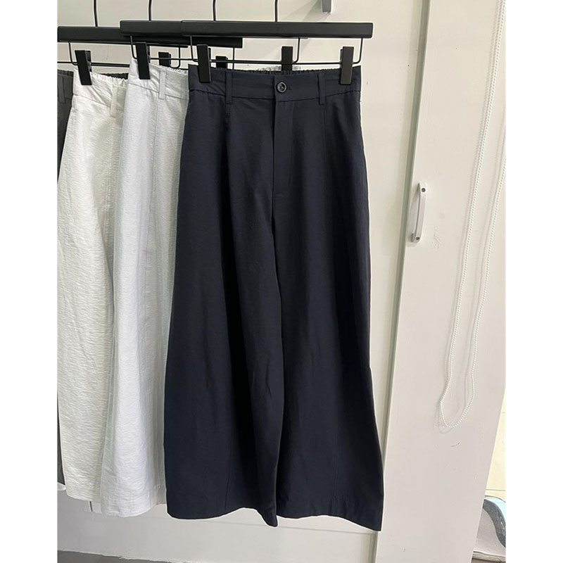 Pantalon décontracté taille haute pour femme, coupe droite, couleur unie, style coréen, collection printemps-été