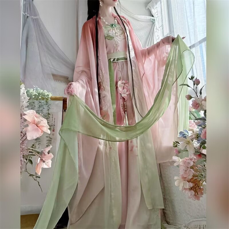 Robe Hanfu chinoise pour femmes, Costume de Cosplay de carnaval sur scène, costumes Hanfu Tang brodés roses, tenue de fête, robe Hanfu