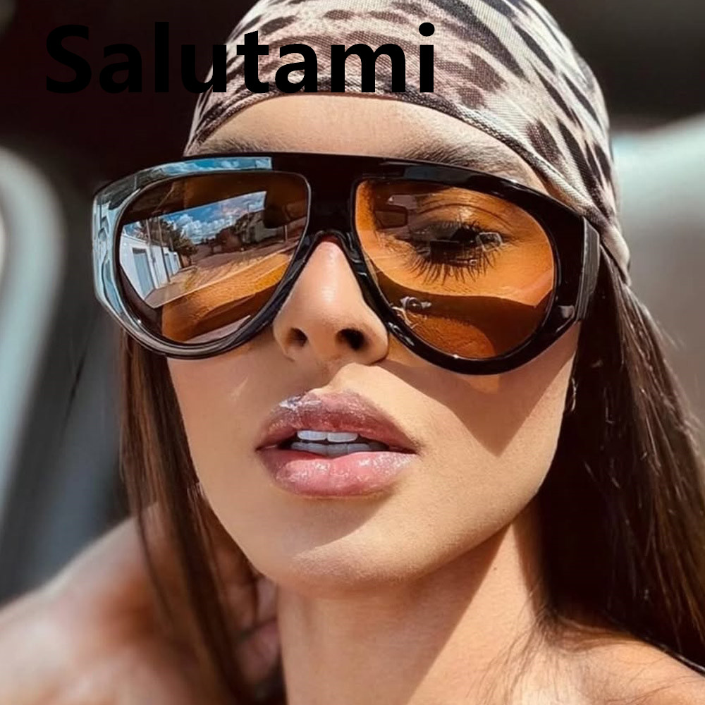 Nouvelles lunettes de soleil tendance pour hommes, style vintage, surdimensionnées, ovales, vertes et marron dégradées, lunettes de soleil élégantes et tendance pour femmes, protection UV400