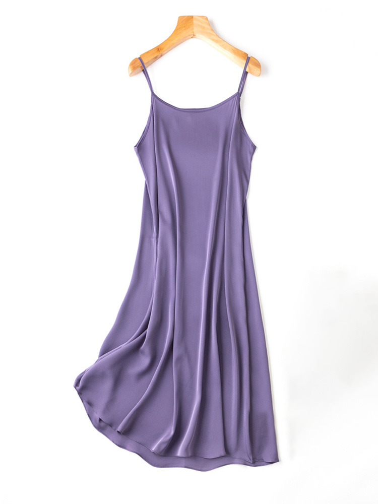 SuyaDream – robe mi-longue en soie pour femmes, 93% soie, 7% élasthanne, bretelles Spaghetti, nouveaux vêtements d'été, bleu, 2024