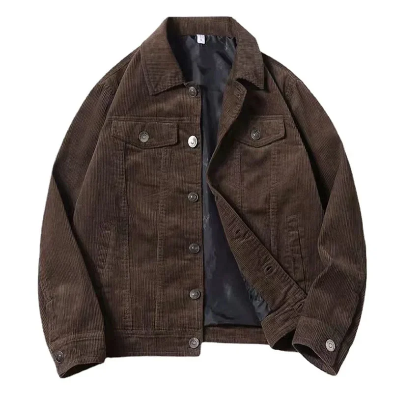 Nouveaux hommes vestes minces printemps automne mode vestes en velours côtelé décontracté Vintage vêtements d'extérieur amples manteaux pour hommes hauts grande taille nouveau