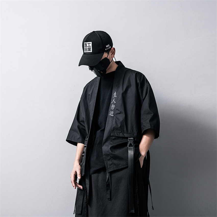 Kimono noir traditionnel japonais, Cardigan Diablo, Samouraï, Ninja Cosplay, Style Hanfu chinois imbibé, Manteau Streetwear, Nouveau, 2021