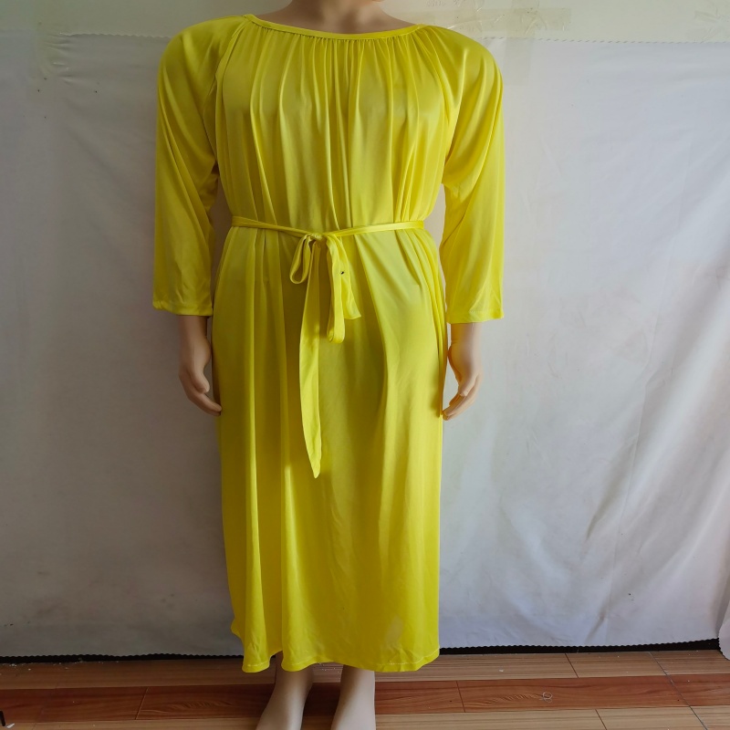 Robe de nuit unisexe en soie glacée brillante avec ceinture, longue robe en satin ample, robe maxi pull-over élégante, vêtements de nuit doux et soyeux