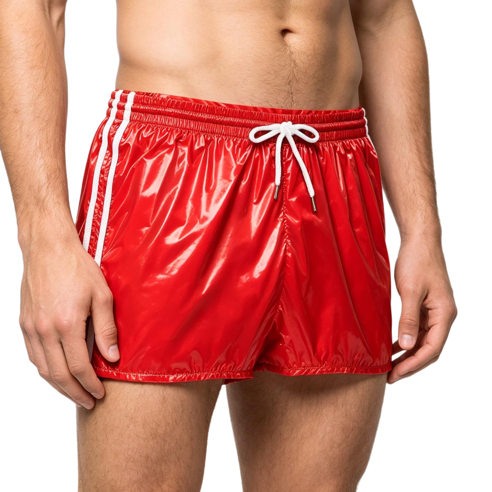 Pantalon de jogging imperméable pour homme, style Y2K brillant, avec cordon de serrage, taille élastique, poches latérales, coupe ample, pantalon brillant, style hip-hop