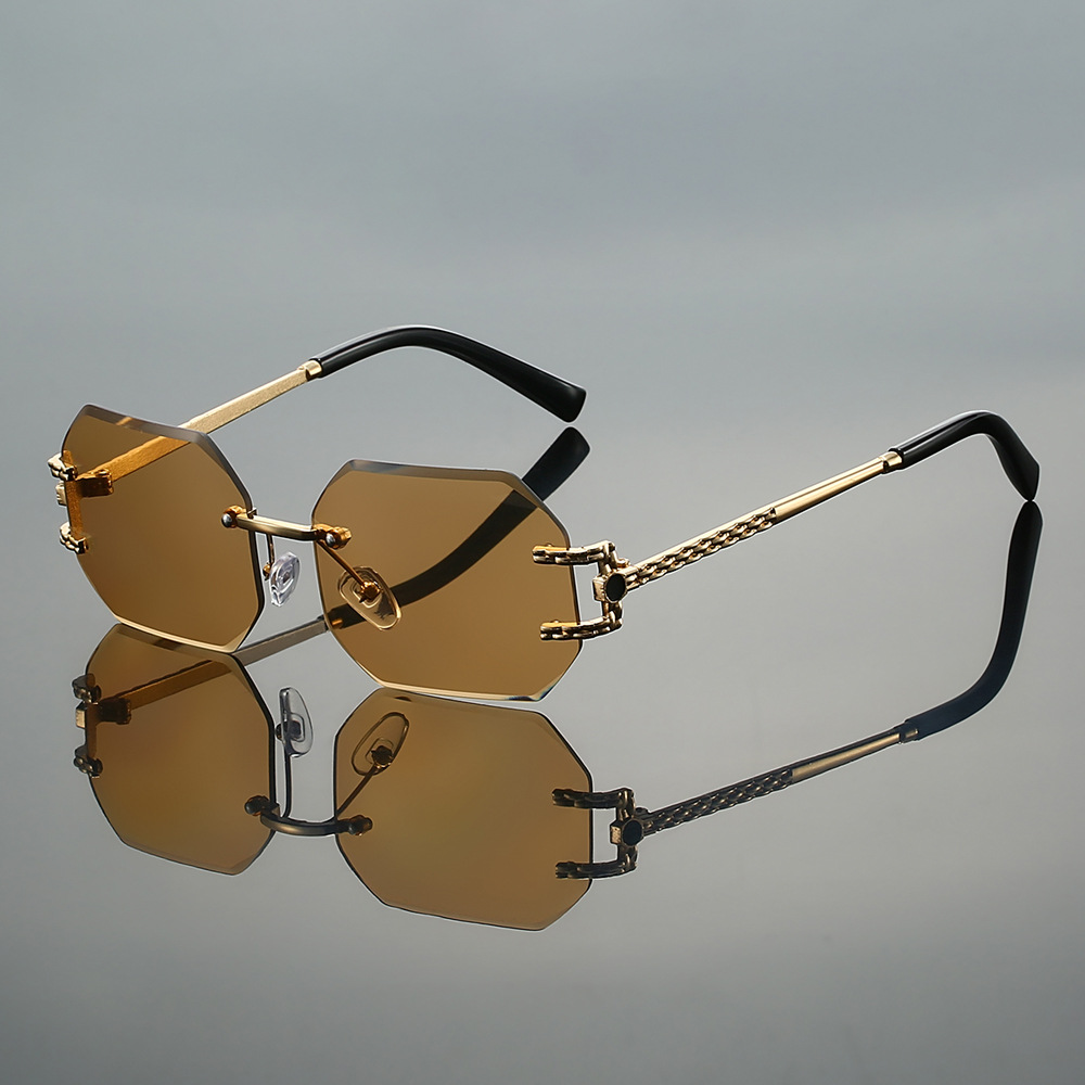 Lunettes de soleil sans monture à la mode pour femmes, lunettes tendance parfaites pour les voyages d'été et les vacances à la plage