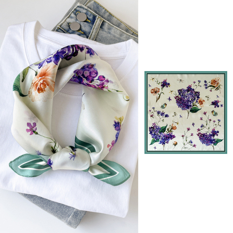Foulard carré en soie 100% naturelle pour femme, foulard de tête, châles en soie véritable, bandana, étoles d'été, Sjaal