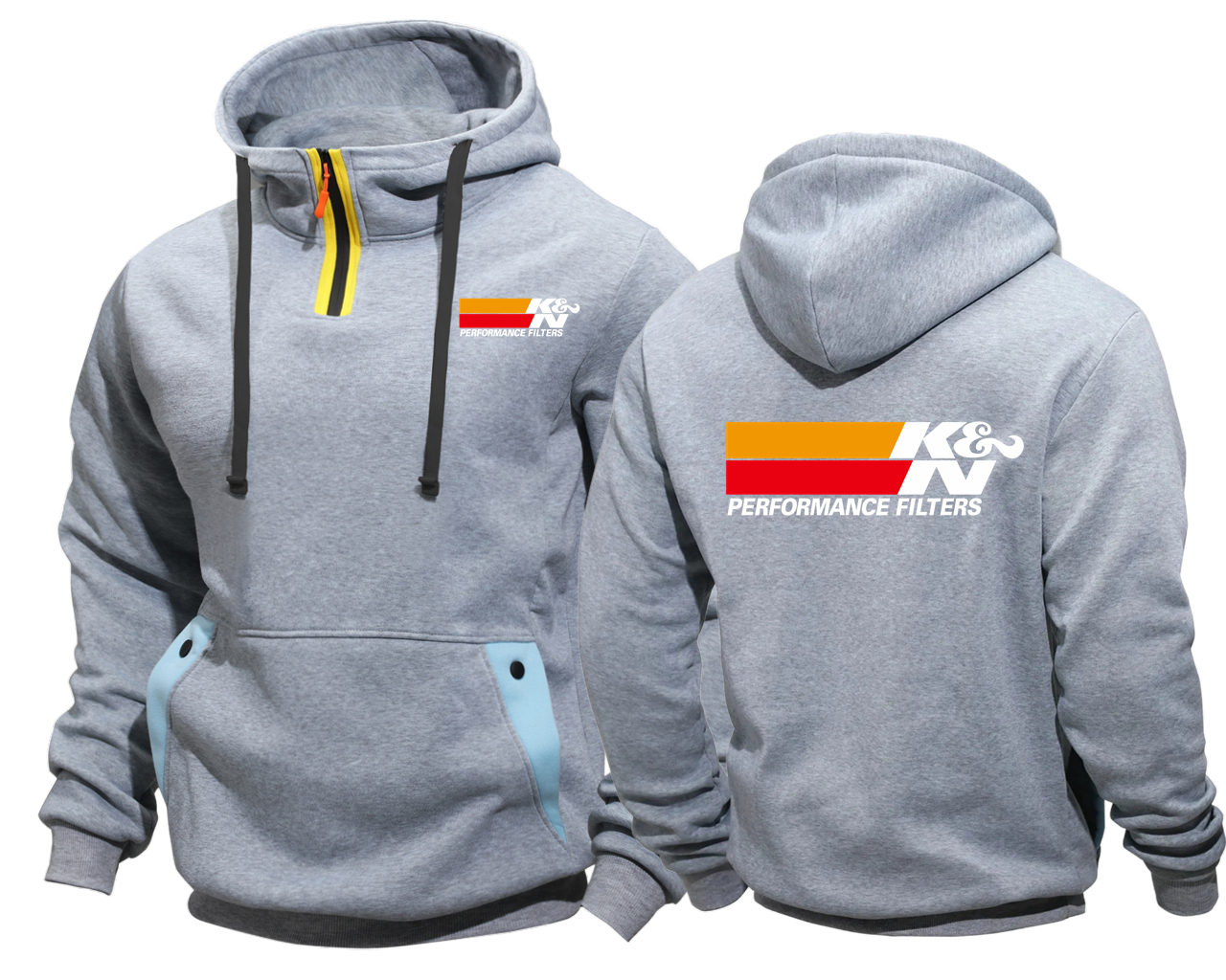 K & N haute Performance filtres à Air et à huile prises d'air Semi-Zip sweat à capuche hommes Streetwear mâle Vintage à capuche Clthoes