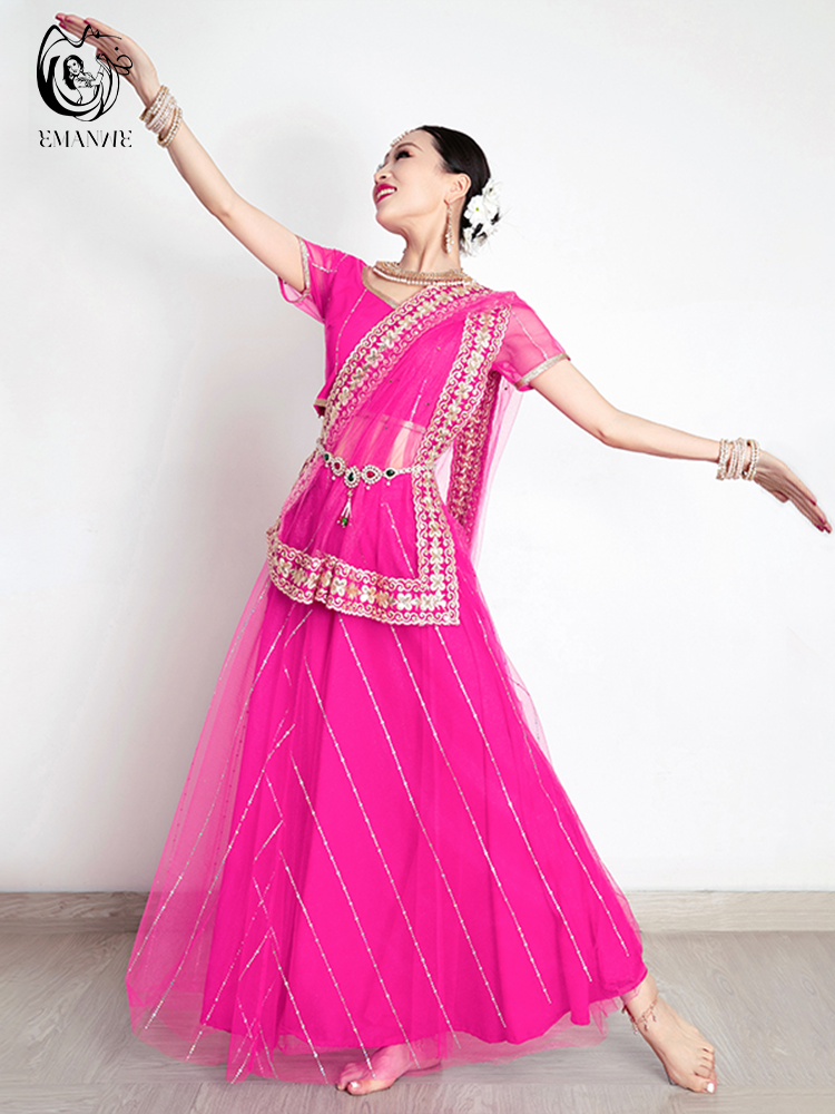 Costume de danse indienne pour femme, style ethnique, robe de danse du ventre, sari, grand, balançoire, jupe, ensemble Lengha