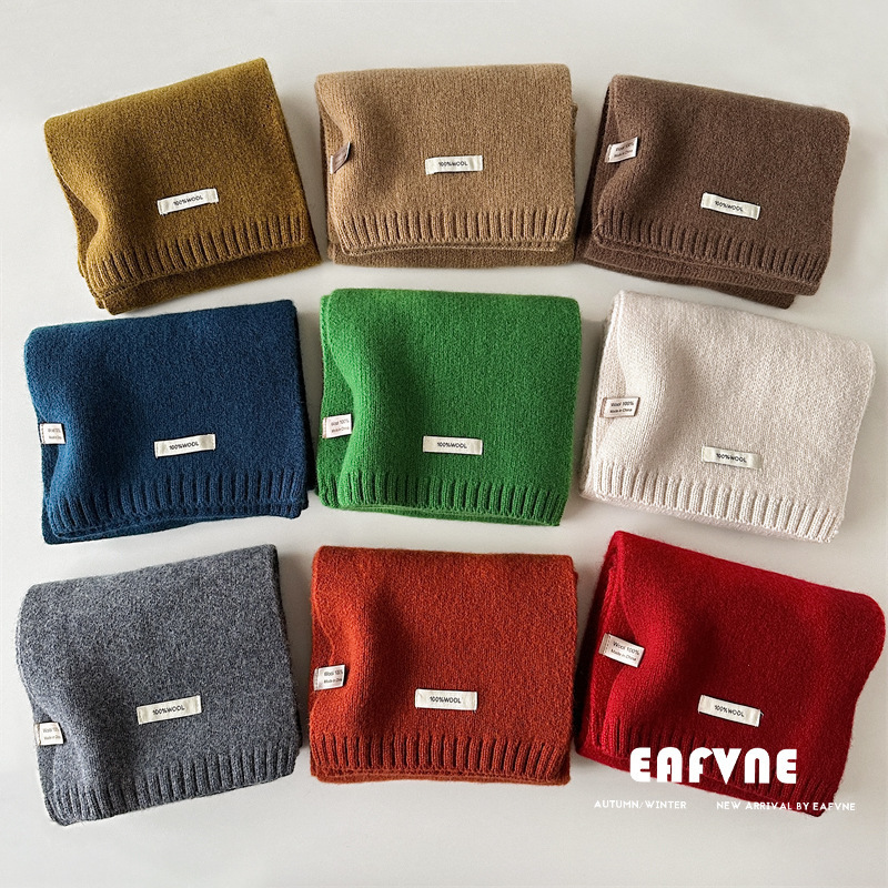 Écharpe en laine de coton pur australien 100% cachemire, couleur unie, polyvalente, tricotée chaude pour hommes et femmes, nouvelle collection automne et hiver