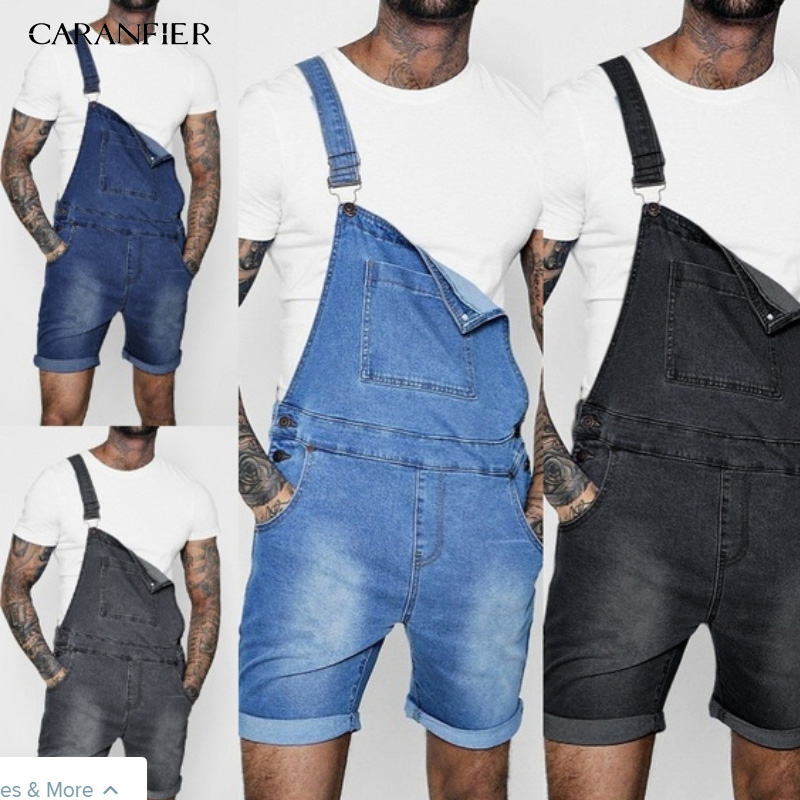 CARANFIER jean hommes combinaisons haute rue en détresse Denim salopette pour homme genou Kength pantalon lavage poche pantalon vêtements