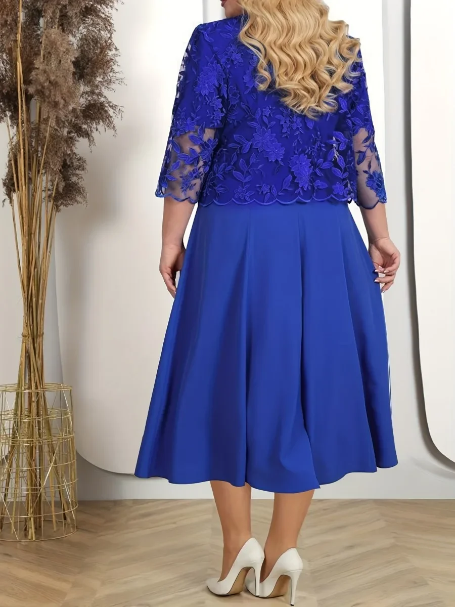 Ensemble deux pièces pour femmes, tenue mère de la mariée, robes de mariage, de fête, en mousseline de soie et dentelle, mi-longue, 2026