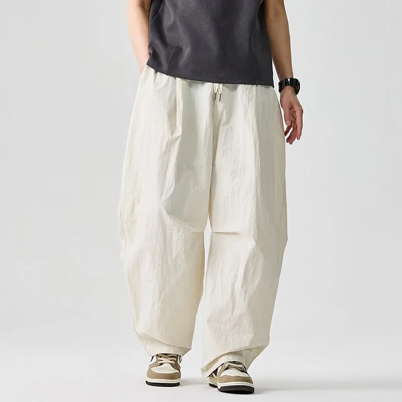 Pantalon à jambes larges pour hommes, Style japonais Harajuku, ample, décontracté, solide, confortable, taille élastique, pour la marche en plein air et la randonnée