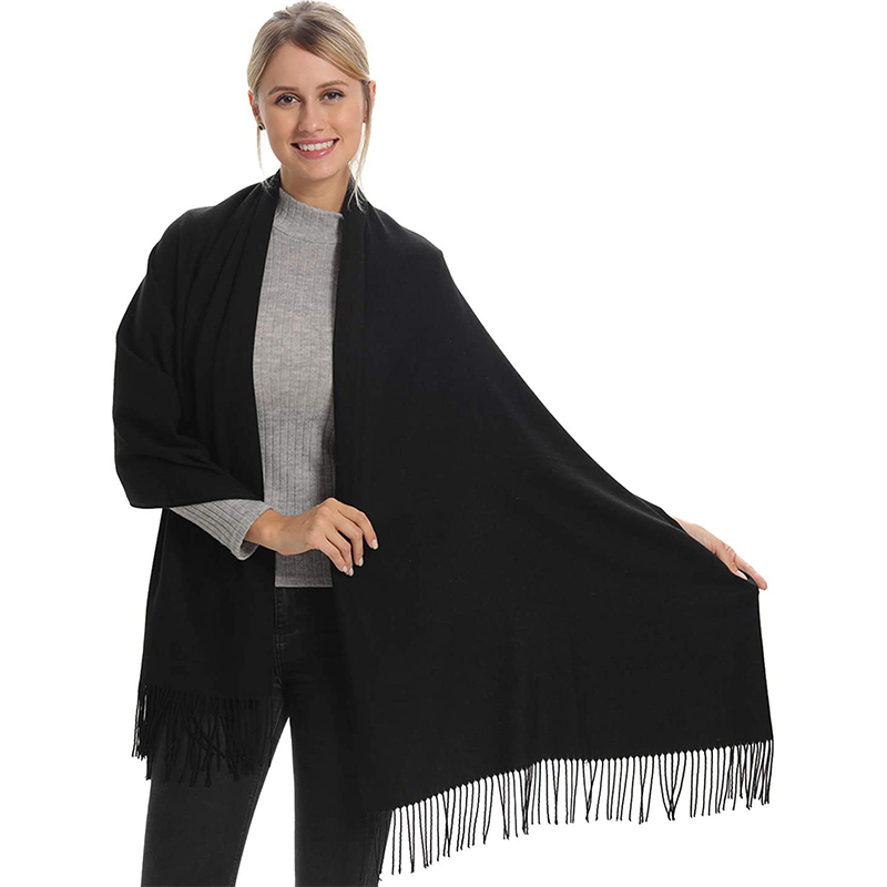 Mode femmes écharpe mince châles couleur unie femmes écharpe hiver Hijabs glands Long cachemire comme Pashmina Hijabs foulards enveloppes