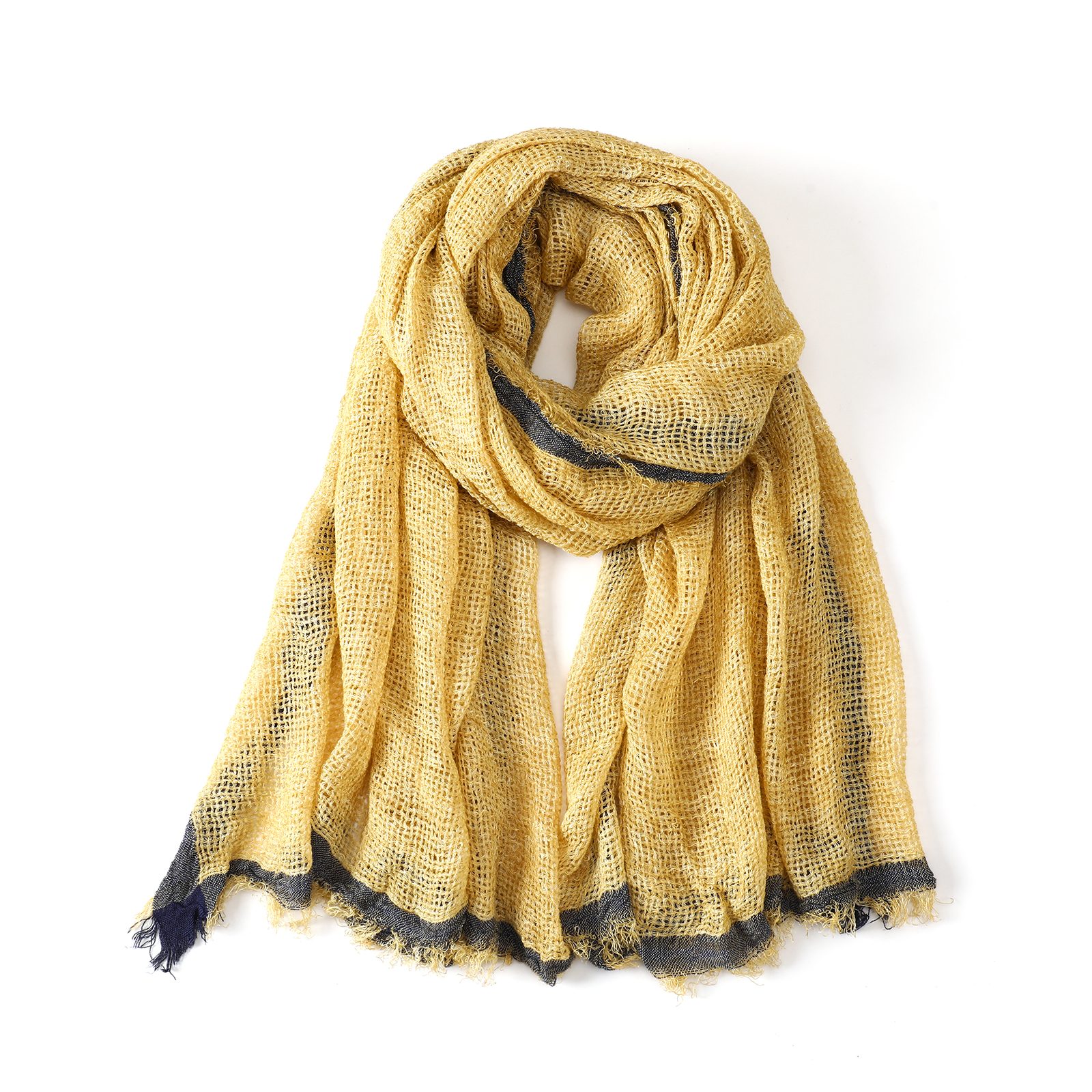 Écharpe en coton et lin rayée tendance pour hommes et femmes, respirante, chaude, pour les voyages en extérieur, avec franges courtes, châle, écharpe enveloppante