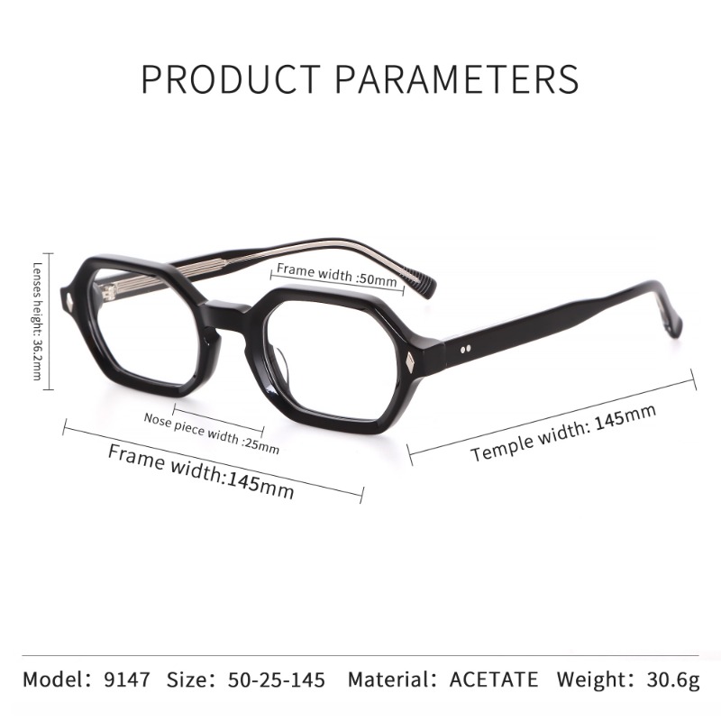 Lunettes optiques polygonales à petite monture pour femmes, rétro, luxe, Design à rivets, monture en acétate, verres transparents