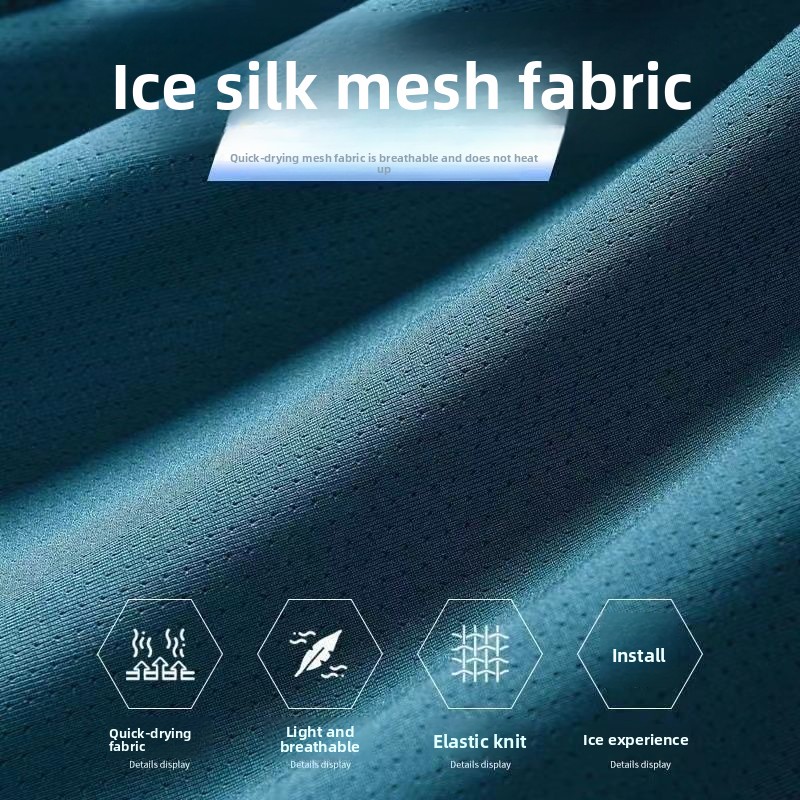 T-shirt d'été en soie glacée pour homme, manches courtes, col rond, respirant, fin, pour le sport, la course, séchage rapide, doux, élastique, pour l'extérieur