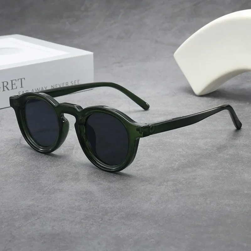 Lunettes de soleil rondes de haute qualité pour femmes et hommes, style punk, rétro, tendance, verres transparents, monture UV400, lunettes pour femmes