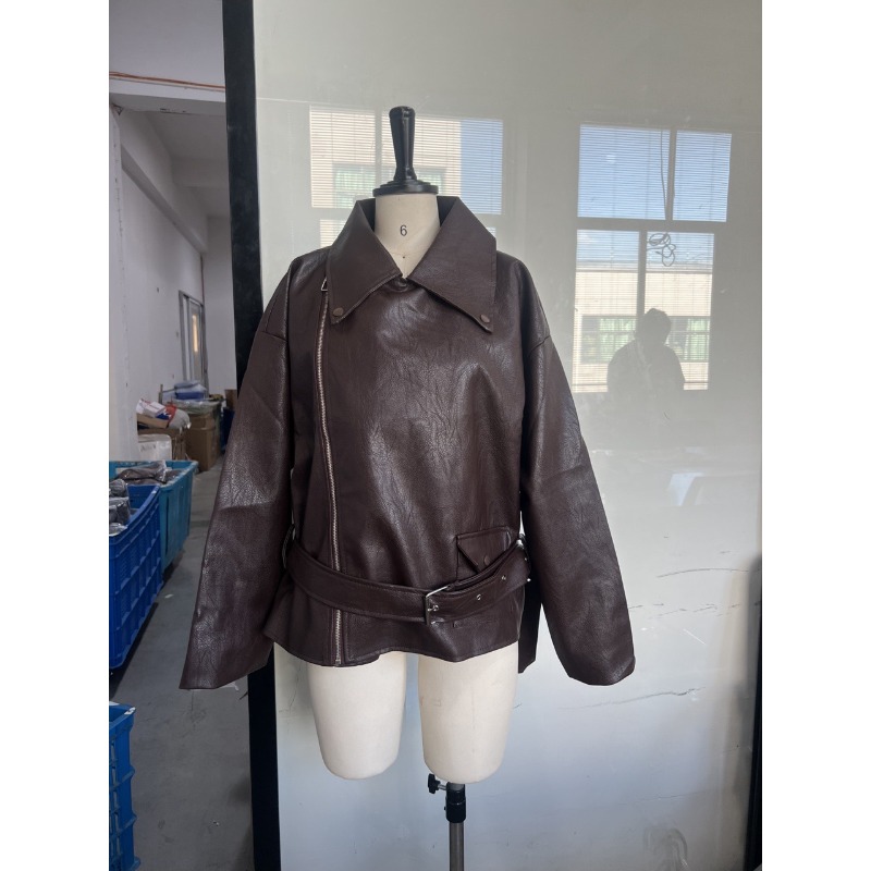 Veste en simili cuir pour femmes, printemps été, ceinture, chic, élégante, rétro, minimaliste, confortable, décontractée, tendance, tendance, polyvalente