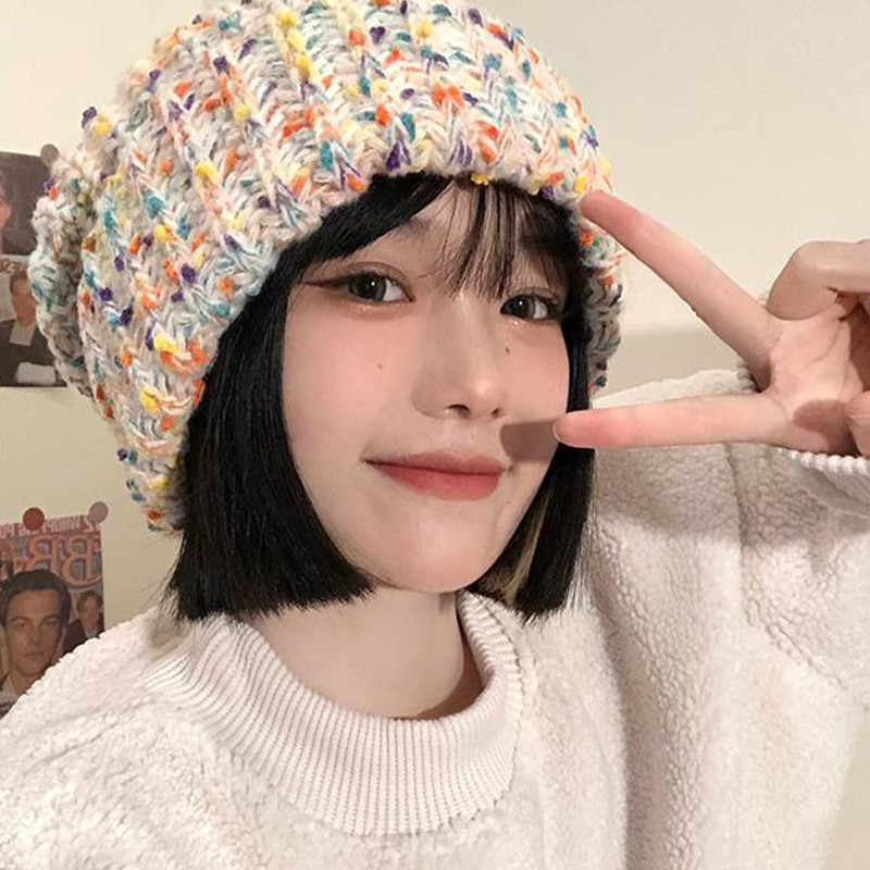 Chapeau à poils chauds d'automne et d'hiver, chapeau tricoté chaud tendance pour femmes