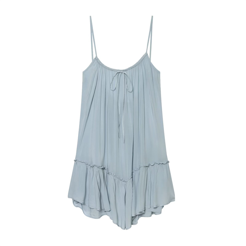 Robe pour femmes, nouvelle robe courte élégante décontractée d'été, sans bretelles, dos nu, drapée, à plusieurs couches, décorative