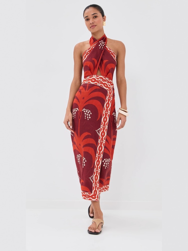 Nouvelle Robe d'été 2026 pour Femme, Design Élégant, Col Croisé, Imprimé Floral, Dos Nu, Style Plage et Vacances