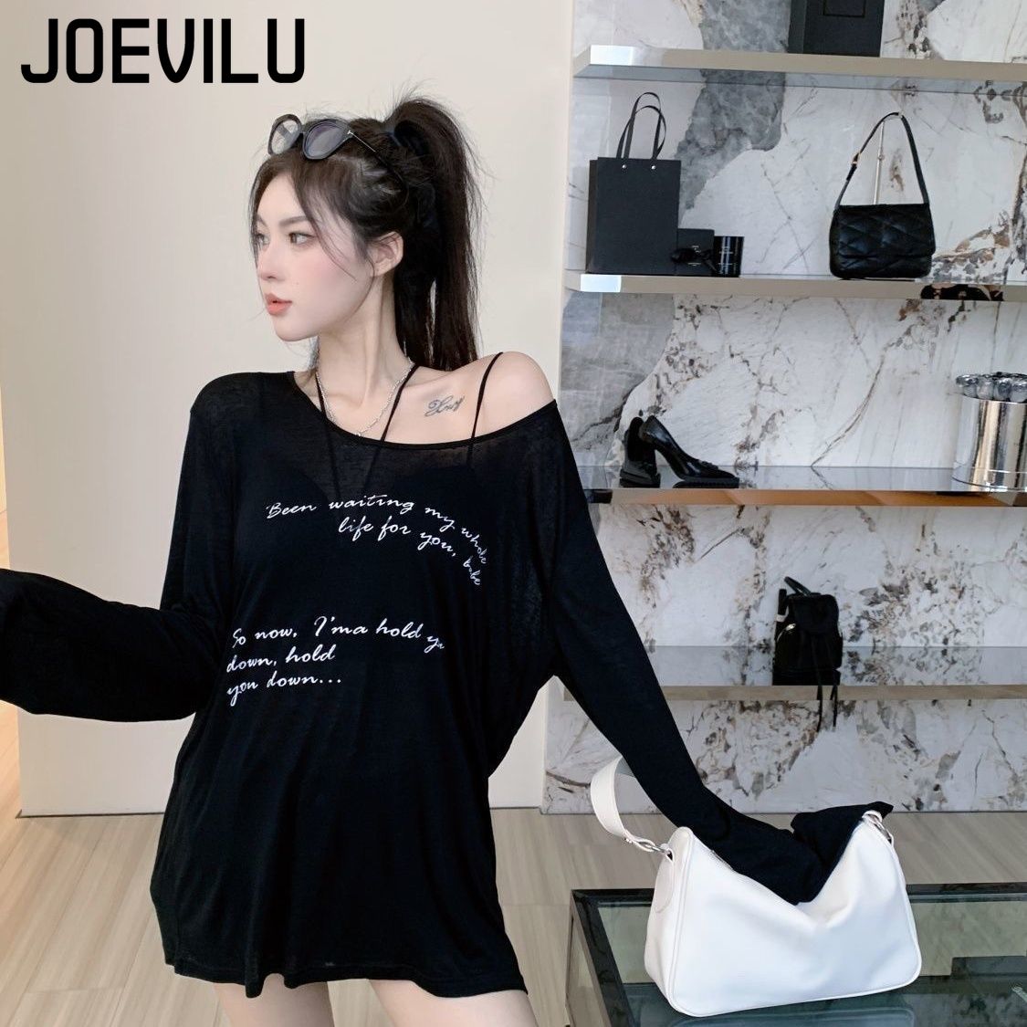 Tunique Kimono en maille ample pour femmes, élégante, manches longues, transparente, surdimensionnée, style Boho, chemise de soleil pour filles, chemisiers décontractés, Y2k, été