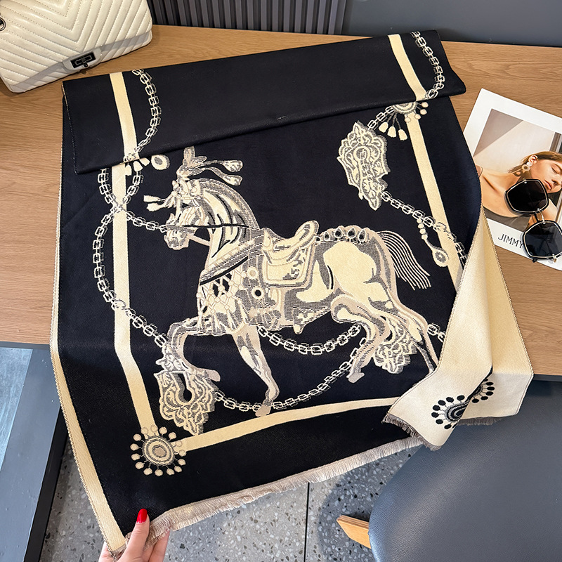 JOHorse-Écharpe Chaude en Cachemire, Pashmina Optique, Châles et oh Bufanda, Foulard de la raq, Design, 2024