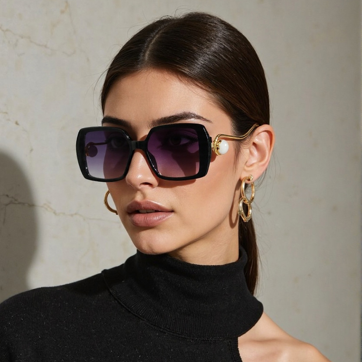 Lunettes de soleil pour femmes, monture dégradée bleu jaune, Design Unique à Double monture, décoration sphérique dorée, mode moderne