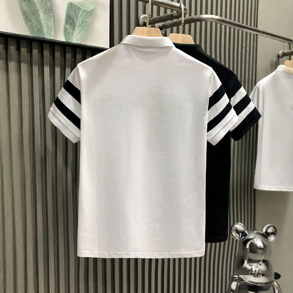 Polo brodé pour homme, coupe slim décontractée, manches courtes, nouveau style chinois, motif fleur de prunier, nouvelle collection été