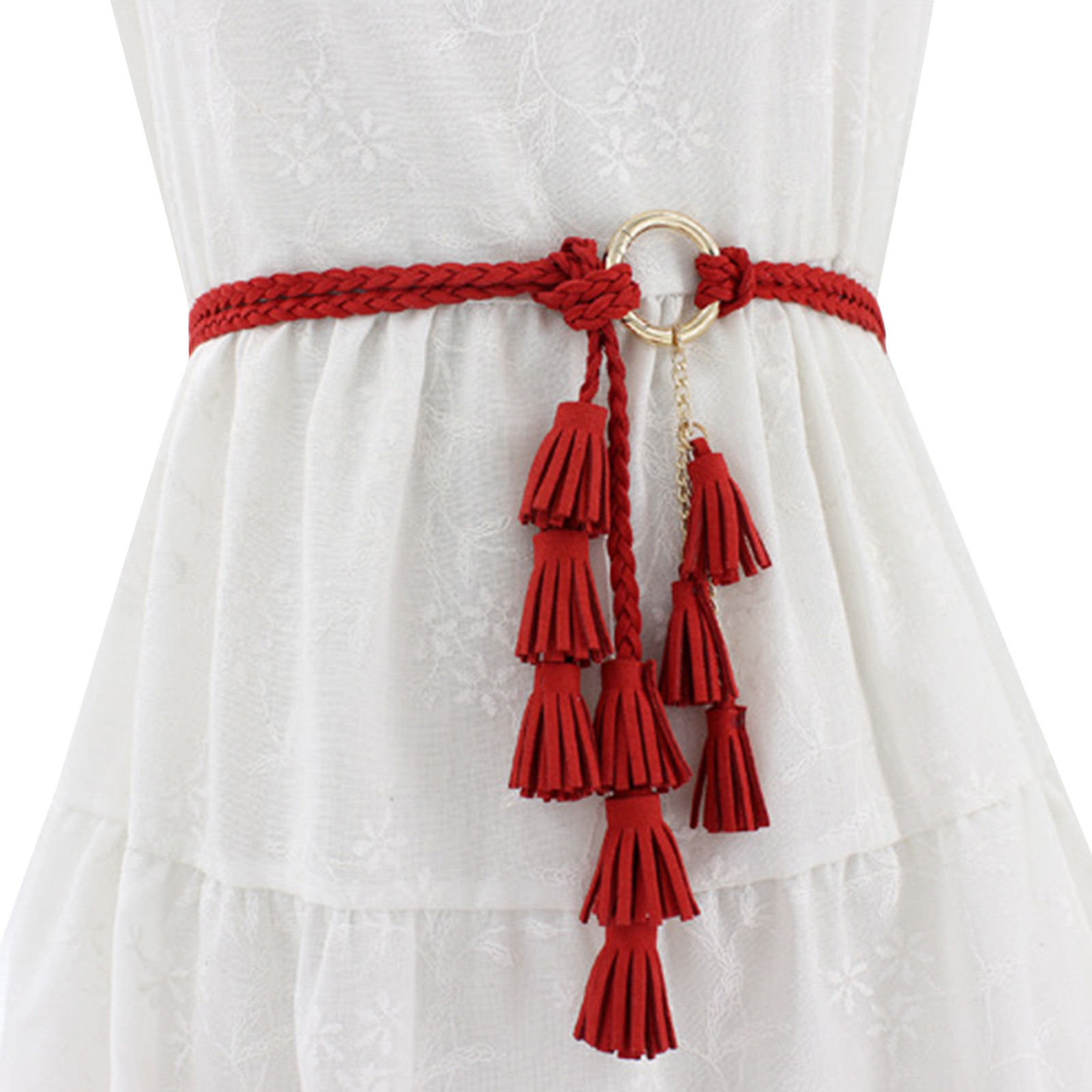Ceinture tressée nouée décontractée pour femmes, cordon de taille à franges, accessoires pour vêtements pour femmes, ceinture élégante