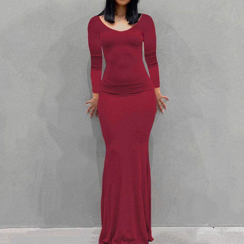 Robe longue décontractée pour femmes, slim, manches longues, pour la maison, nouvelle collection