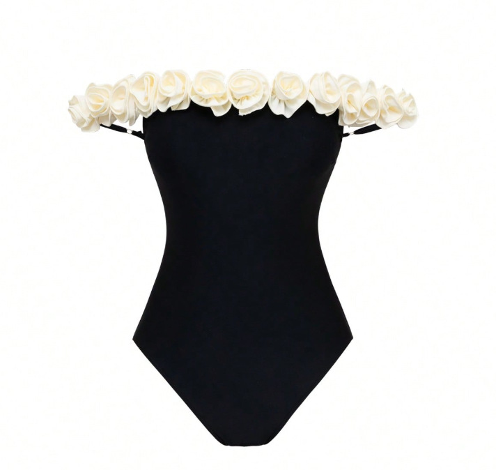 Maillot de bain une pièce 2026 Nouveauté Maillot de bain floral uni pour femme Maillot de bain bandeau Tenue de plage Monokini Maillots de bain féminins