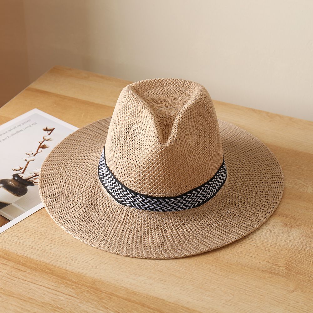 Chapeau de paille à large bord pour hommes et femmes, casquette de loisirs d'été, Fedora anderJazz, mode voyage, chapeau de soleil de loisirs, style simple, nouveau, 2022
