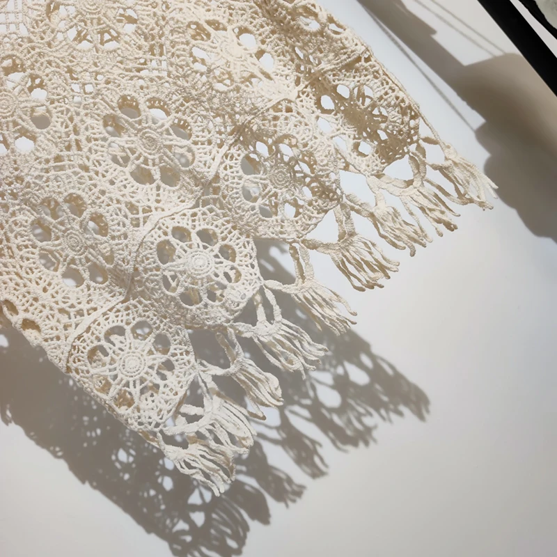 Haut en tricot au crochet Boho pour femme, broderie florale, manches courtes, pull ouvert-107, tenue de vacances d'été Y