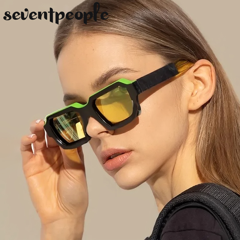 Lunettes de soleil rectangulaires vintage pour hommes 2026, marque de luxe, lunettes de soleil rectangulaires rétro pour femmes, monture épaisse, lunettes carrées