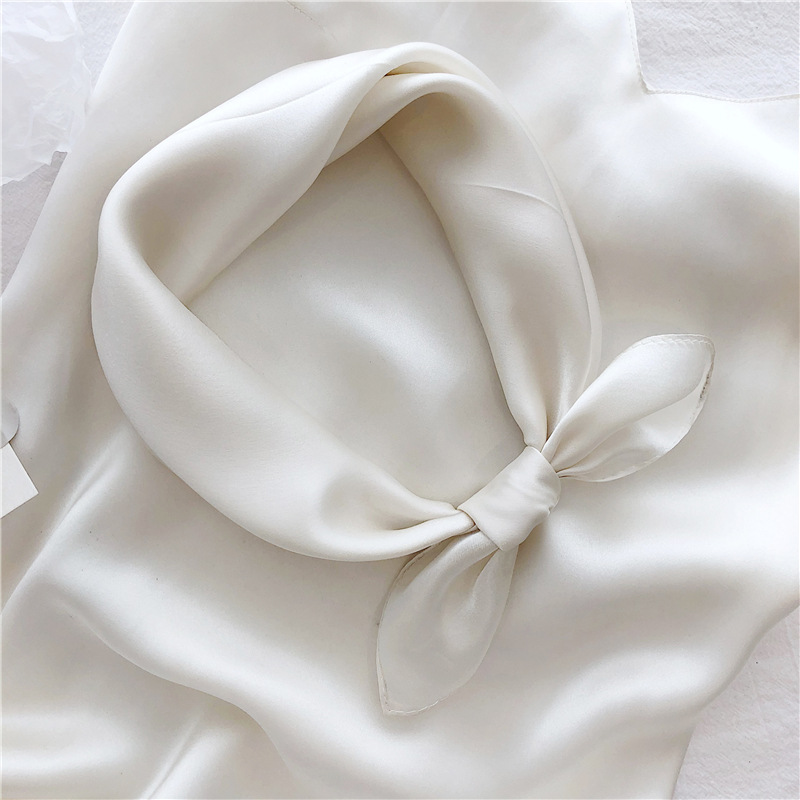 100% Foulard en soie Pure femmes cou bandeau de cheveux Foulard carré petit bandeau mode couleur unie Foulard foulards Bandana