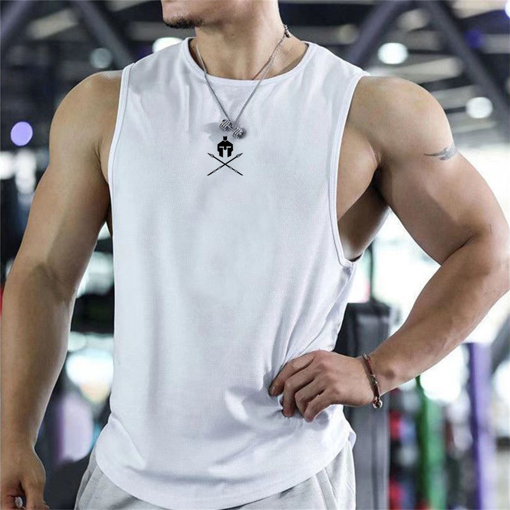 Débardeur de sport d'été pour hommes, respirant, coupe ample, t-shirt d'entraînement sans manches, gilet à séchage rapide, vêtements de fitness pour hommes