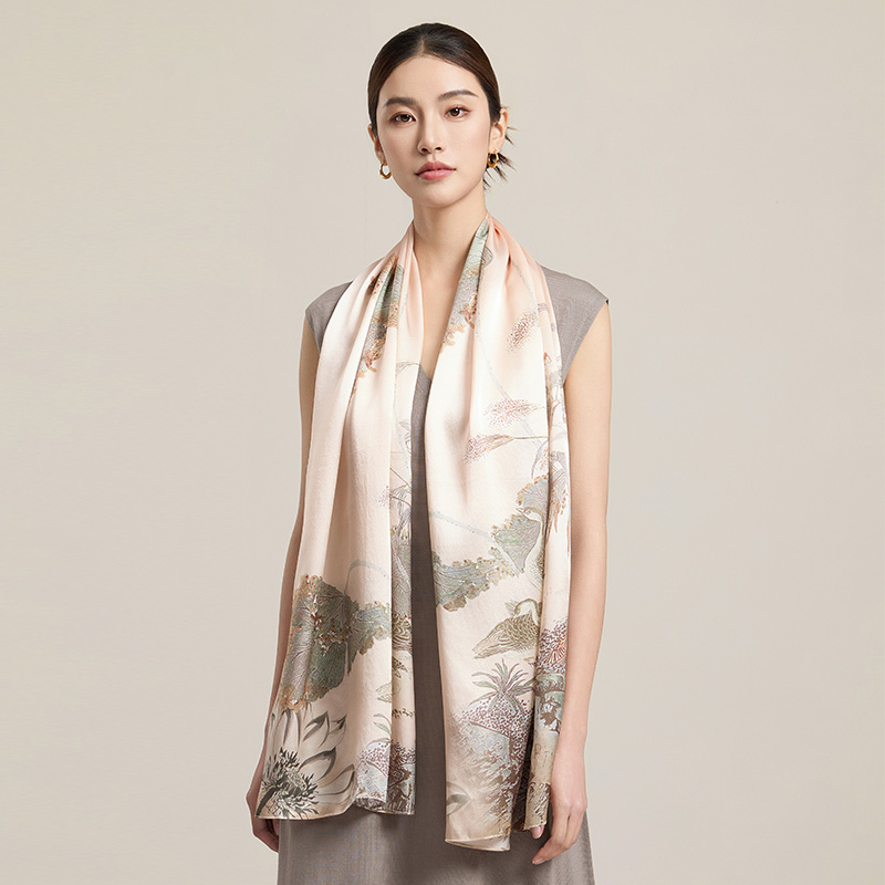 Écharpes en soie pour femmes, foulards longs de luxe 100 % soie, châles et étoles à motifs floraux, écharpes de cou imprimées 2026, écharpes en soie pure et véritable