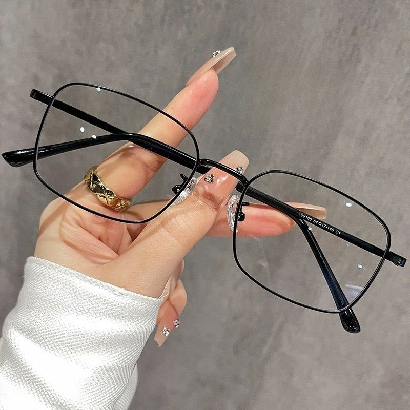 Lunettes de myopie carrées Vintage pour femmes et hommes, Anti-lumière bleue, vue de près, monture métallique de luxe, lunettes de vue