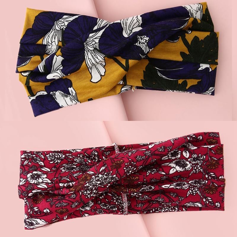 4 pièces Boho bandeaux pour femmes élastique doux bandeau Turban coton bandeaux pour femmes et filles tous les jours Yoga Sport Fitness