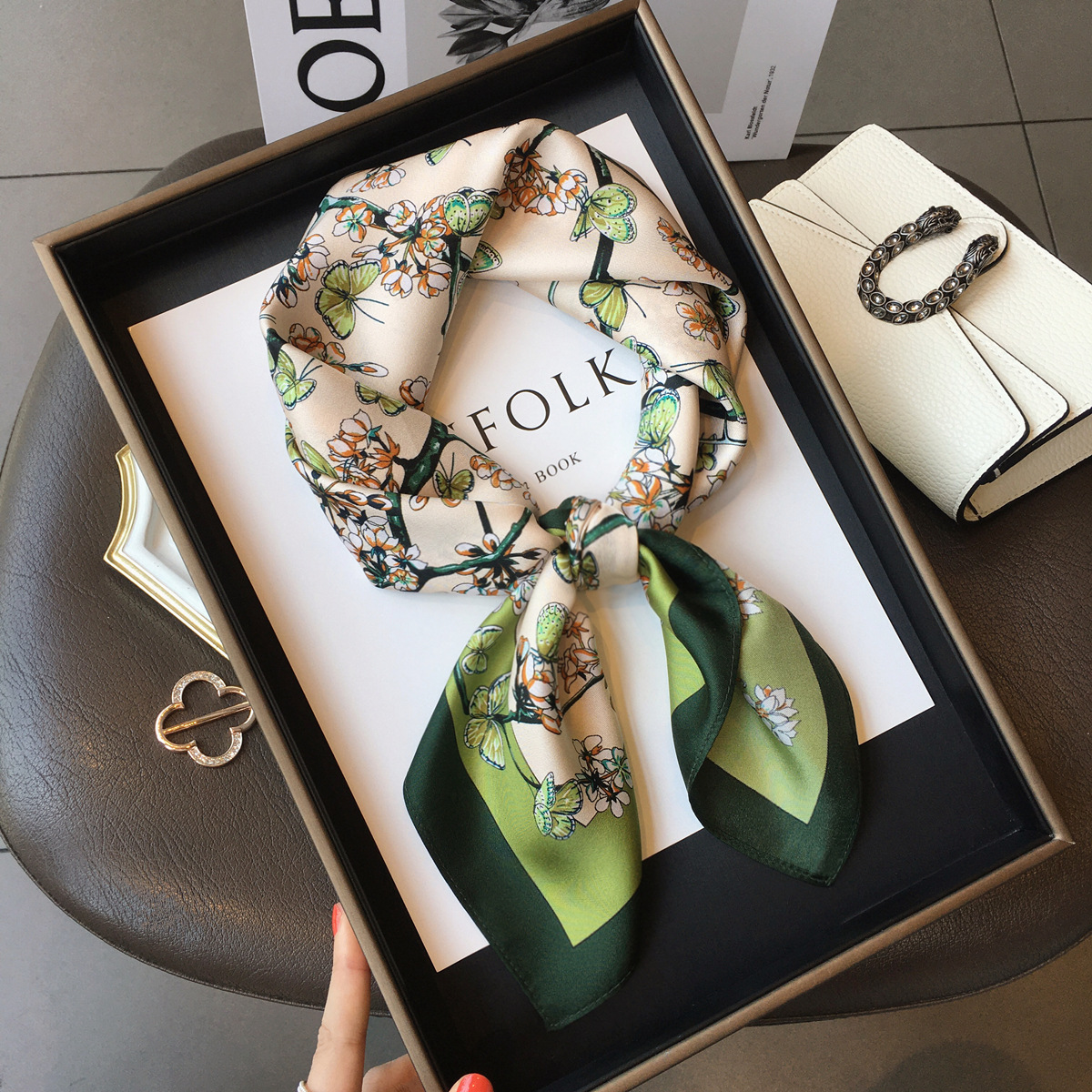 Foulard carré en soie 100% naturelle pour femmes, bandana, foulard pour cheveux, châles, foulard carré pour le cou, accessoires de mode, cachecol femme