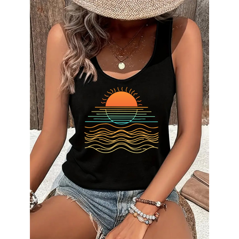 Débardeur d'été cool pour femme avec imprimé marin, idéal pour la plage et le sport, très confortable