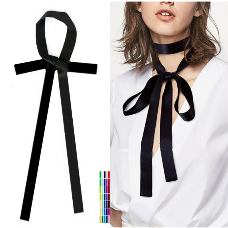 Écharpe en soie unie 160 cm x 2,5 cm, rubans de mode pour sacs, foulard fin pour femme, écharpe longue pour sac, foulard de cou
