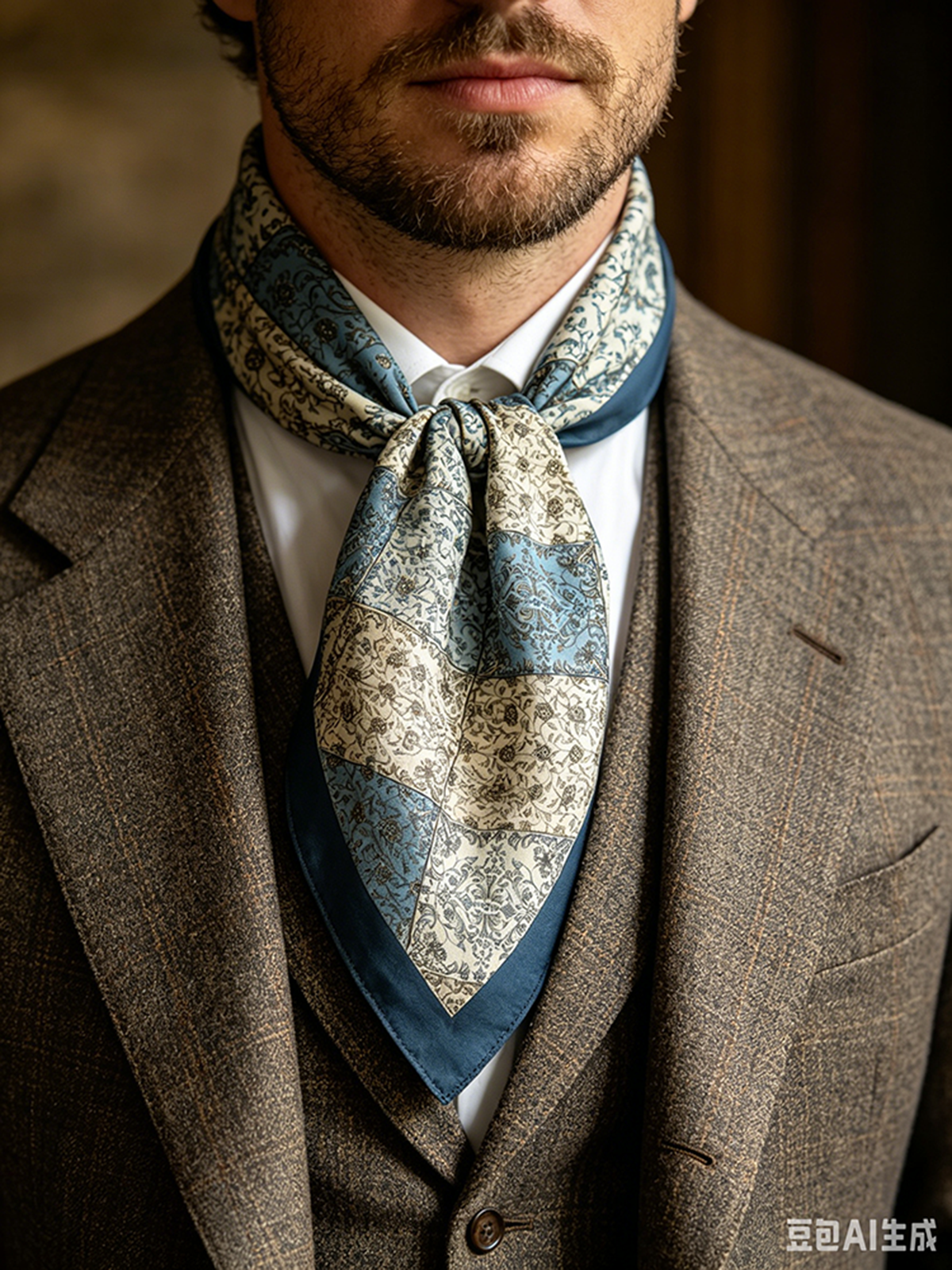 Écharpe de luxe pour homme, foulard 100% soie de mûrier, cravate carrée imprimée vintage, Ascot haut de gamme